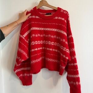 Fuzzy Oversized Crewneck Sweater